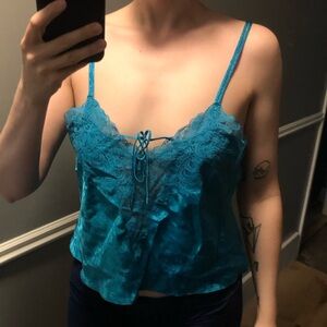 Victoria’s Secret  Gold Label Teal Lace Camisole Top